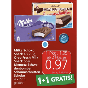 Milka Schoko Snack um je 0,97 € statt 1,95 € ab 2 Stück (1+1) bei Spar