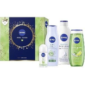 NIVEA Feel Good Geschenkset (Bodylotion, Pflegedusche, Deo Roll-On und Shampoo) um 6,80 € statt 13,46 €