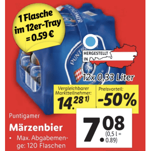 Puntigamer Bier Flasche um je 0,59 € statt 1,19 € ab 12 Stück bei Lidl