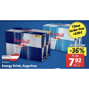 Red Bull (div. Sorten ab 8 Dosen) um 0,99 € statt 1,55 € bei Lidl