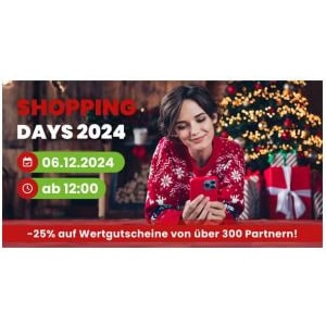 Shopping Days auf Weekend.at – 25% Rabatt bei vielen Shops (06.12. ab 12 Uhr)