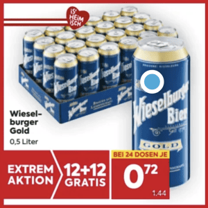 Wieselburger Dose um je 0,72 € statt 1,44 € ab 24 Stück bei Billa