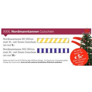 XXXLutz – 5€ Rabatt beim Kauf einer Nordmanntanne (nur Filialen) – ab 6.12.