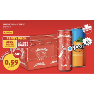 Almdudler Dose um je 0,59 € statt 1,19 € ab 24 Stück bei Penny