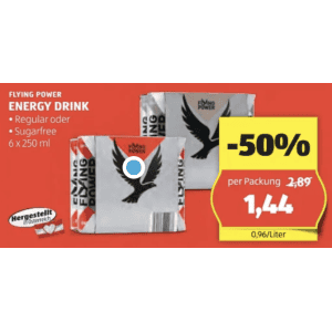 Flying Power Energy Drink Dose um je 0,24 € statt 0,49 € ab 6 Stück bei Hofer