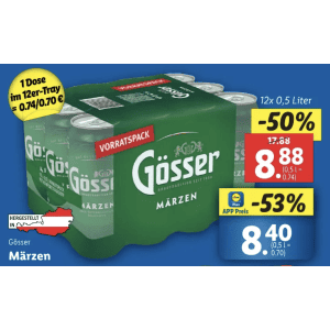 Gösser Dosen um je 0,70 € statt 1,49 € ab 12 Dosen bei Lidl