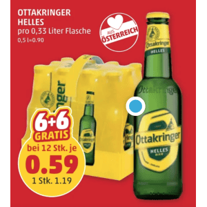 Ottakringer Helles Flasche um je 0,59 € statt 1,19 € ab 12 Stück bei Penny