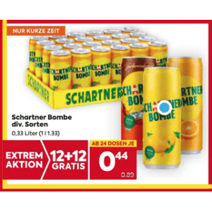 Schartner Bombe Dose um je 0,44 € statt 0,89 € ab 24 Stück bei Billa & Billa Plus