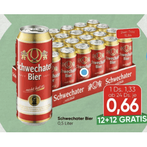 Schwechater Bier Dose um je 0,66 € statt 1,33 € ab 24 Stück bei Spar