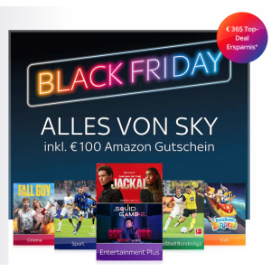 Sky Black Friday 2024 – Komplettpaket + 100 € Amazon Gutschein um 40 € statt 67 € / Monat!