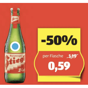 Stiegl Bier Flasche um je 0,59 € statt 1,19 € ab 1 Stück bei Hofer