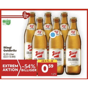 Stiegl Bier Flasche um je 0,59 € statt 1,29 € ab 6 Stück bei Billa