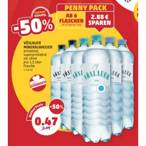 Vöslauer 1,5L Flasche um je 0,47 € statt 0,95 € ab 6 Stück bei Penny